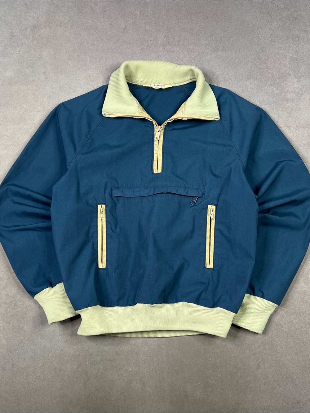 Vintage L.L. Bean Teal Zip-Up Sweater with Trim